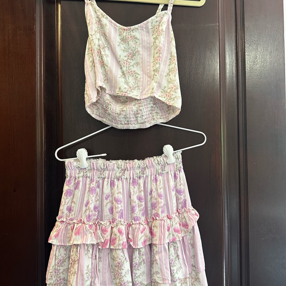LoveShackFancy Pink Floral Two-Piece Set - S